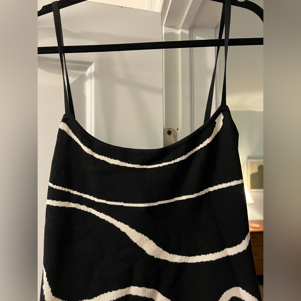 Rihoas Black Wave Mermaid Hem Knit Midi Dress - L (NWT) - Picture 2 of 5
